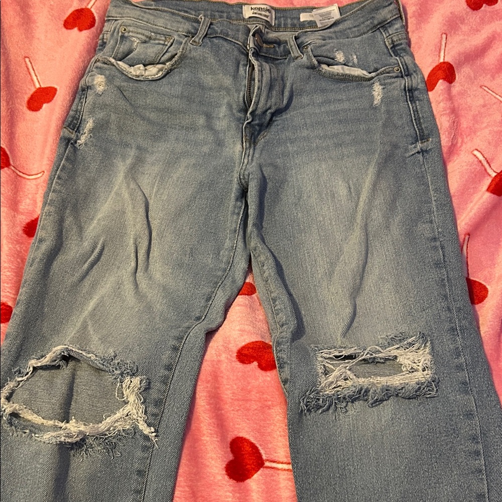 American Eagle Outfitters Faded Blue Ripped Boyfriend Jeans